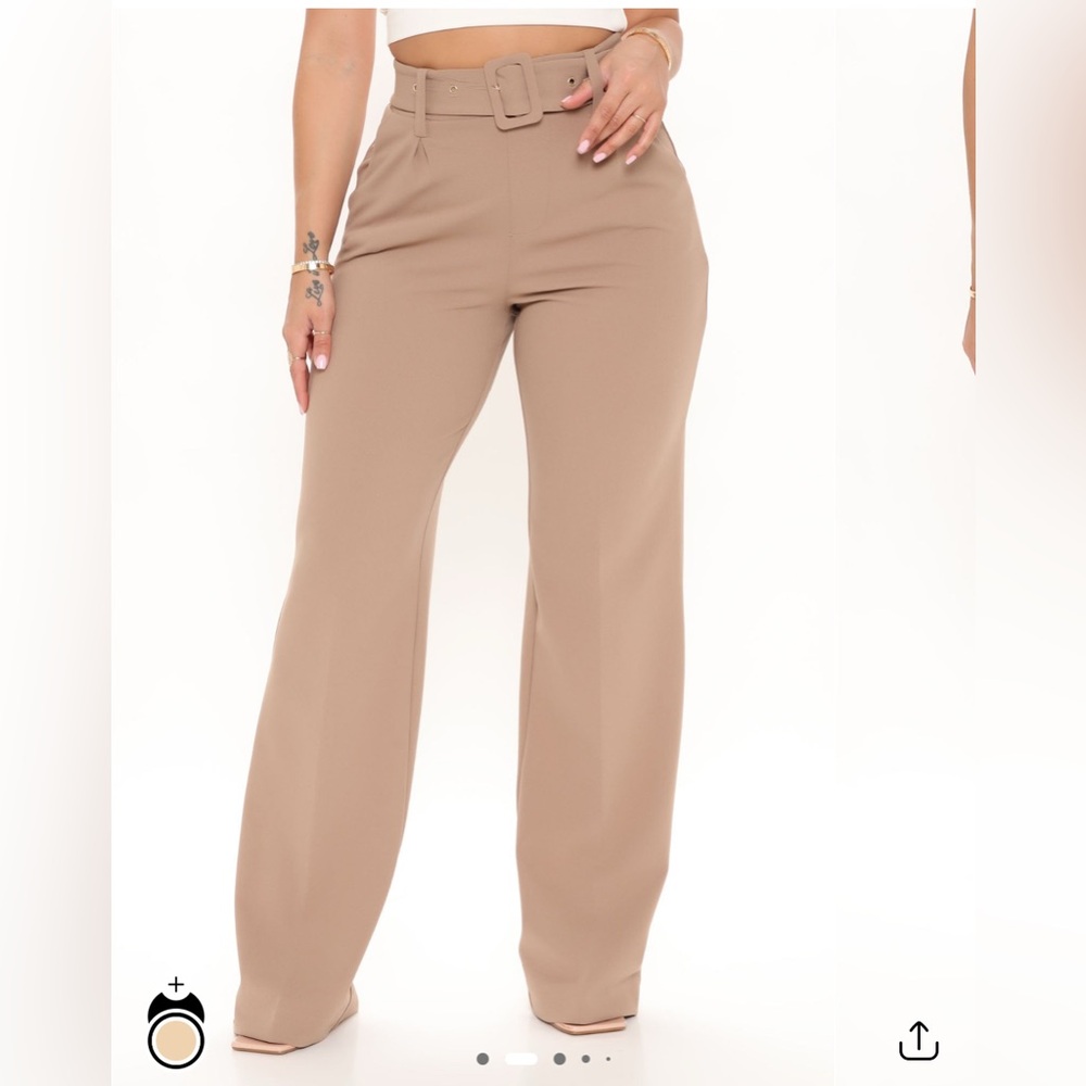 Fashion Nova Tan Wide Leg Pants